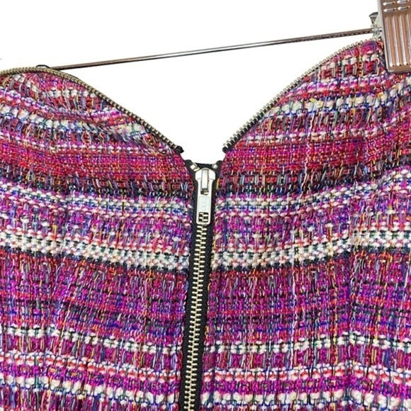 Revolve NBD Pink Preppy old money Barbiecore Tweed Zip Strapless Mini Dress XS - Picture 6 of 14